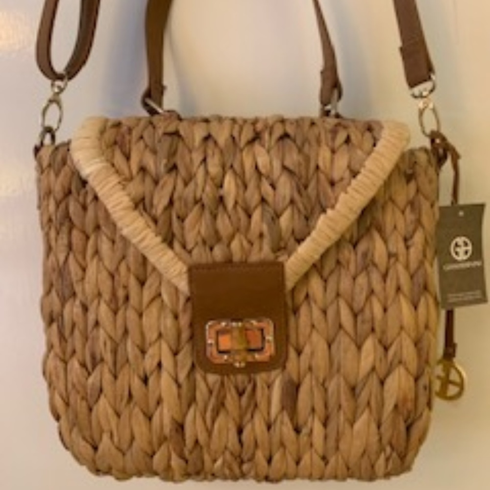 Giani Bernini Braided Straw Top Handle Crossbody